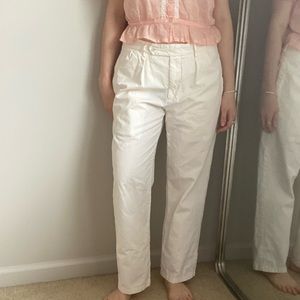 Polo ralph Lauren Pleated Pants Pima Cotton Side Tab Straight Leg Mid Rise